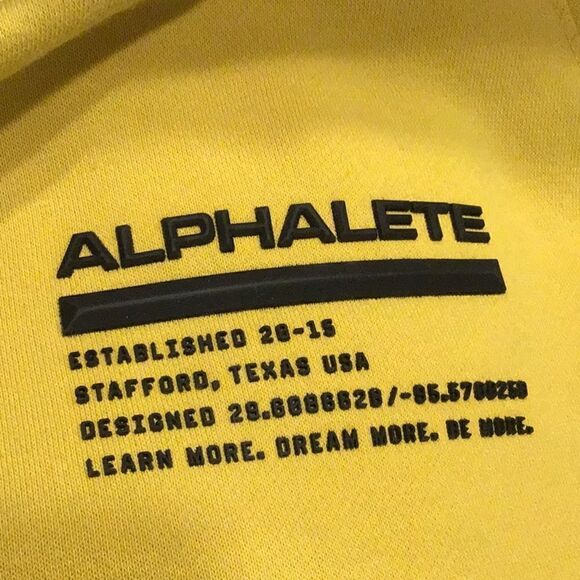 Alphalete Yellow Black Hooded Pullover Sweatshirt - Picture 4 of 13